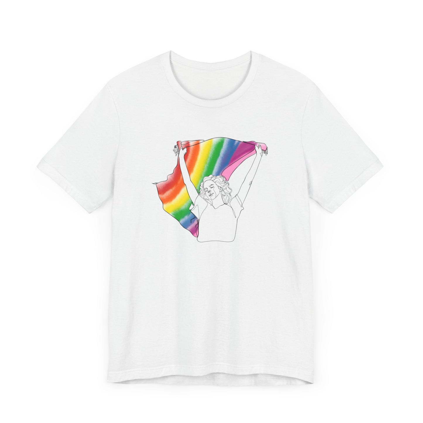 Pride Ride Flag Line Art Unisex Jersey Short Sleeve Tee