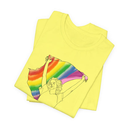 Pride Ride Flag Line Art Unisex Jersey Short Sleeve Tee