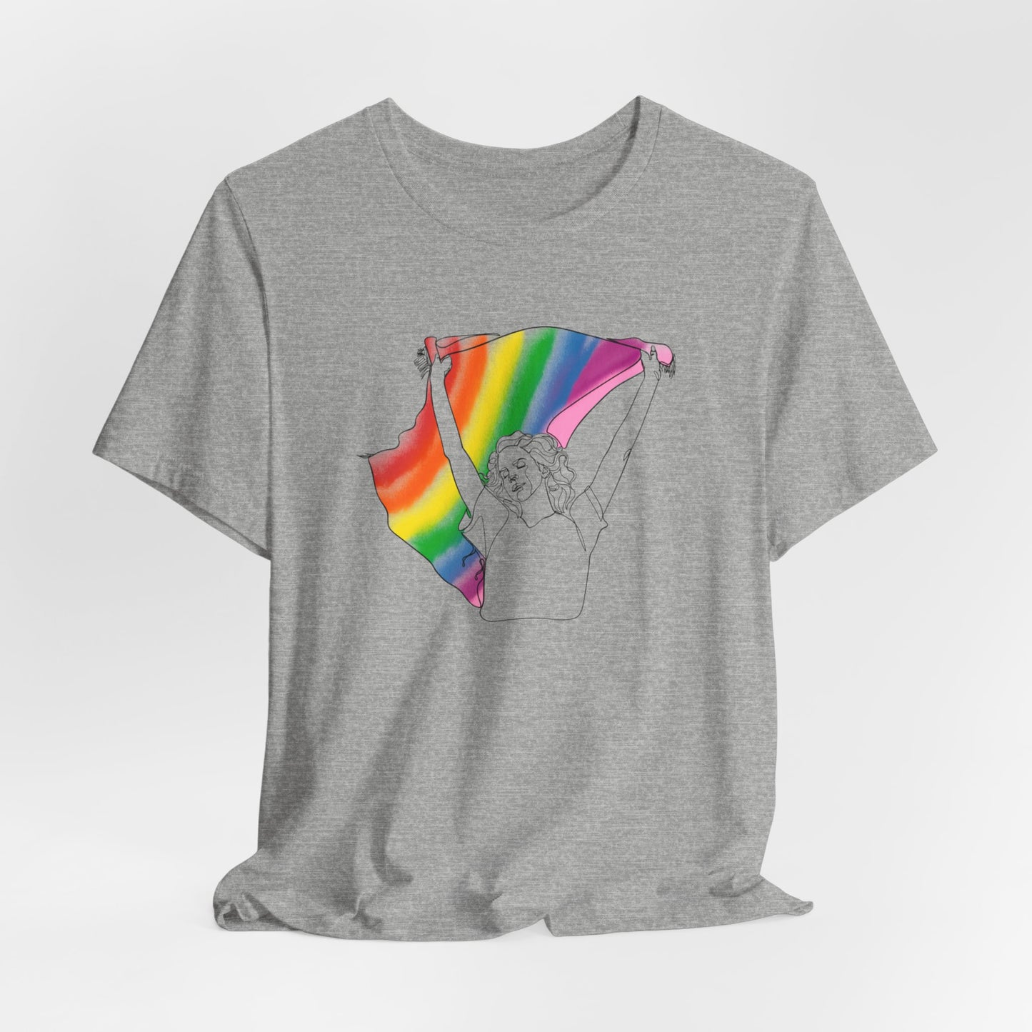 Pride Ride Flag Line Art Unisex Jersey Short Sleeve Tee