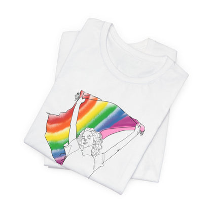 Pride Ride Flag Line Art Unisex Jersey Short Sleeve Tee