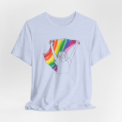 Pride Ride Flag Line Art Unisex Jersey Short Sleeve Tee