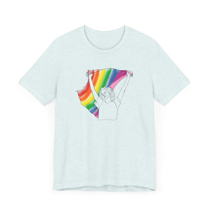 Pride Ride Flag Line Art Unisex Jersey Short Sleeve Tee