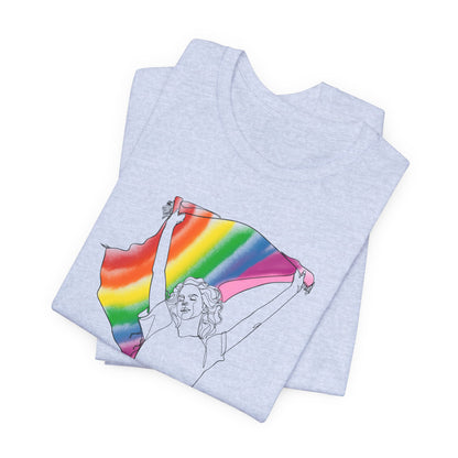 Pride Ride Flag Line Art Unisex Jersey Short Sleeve Tee