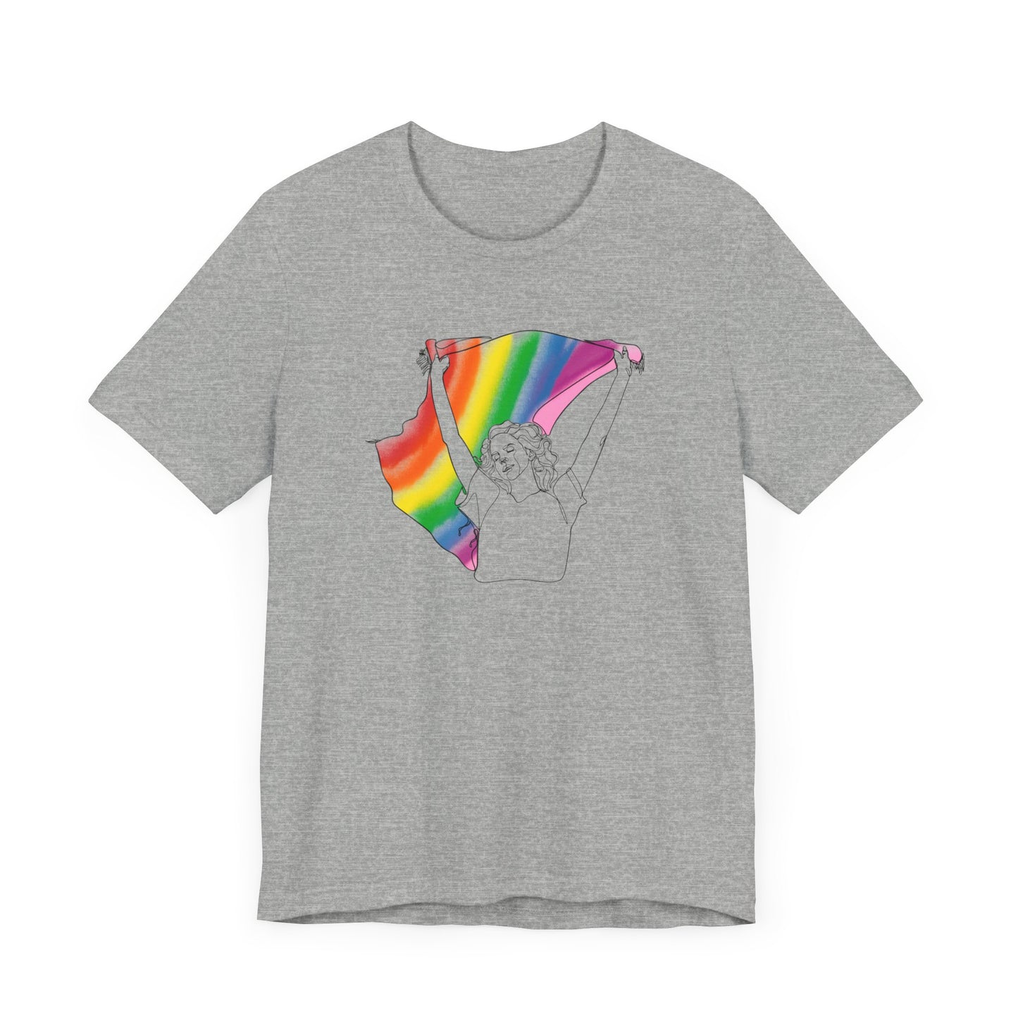 Pride Ride Flag Line Art Unisex Jersey Short Sleeve Tee