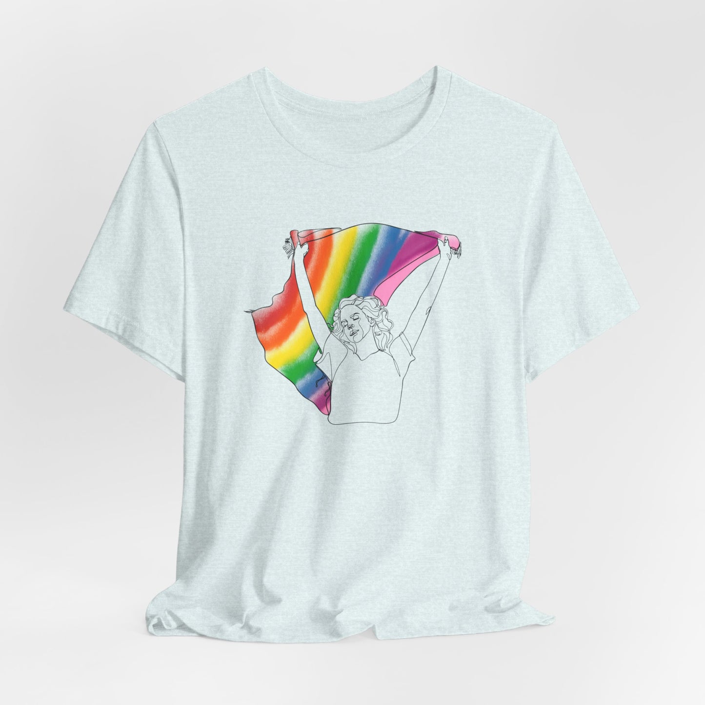 Pride Ride Flag Line Art Unisex Jersey Short Sleeve Tee