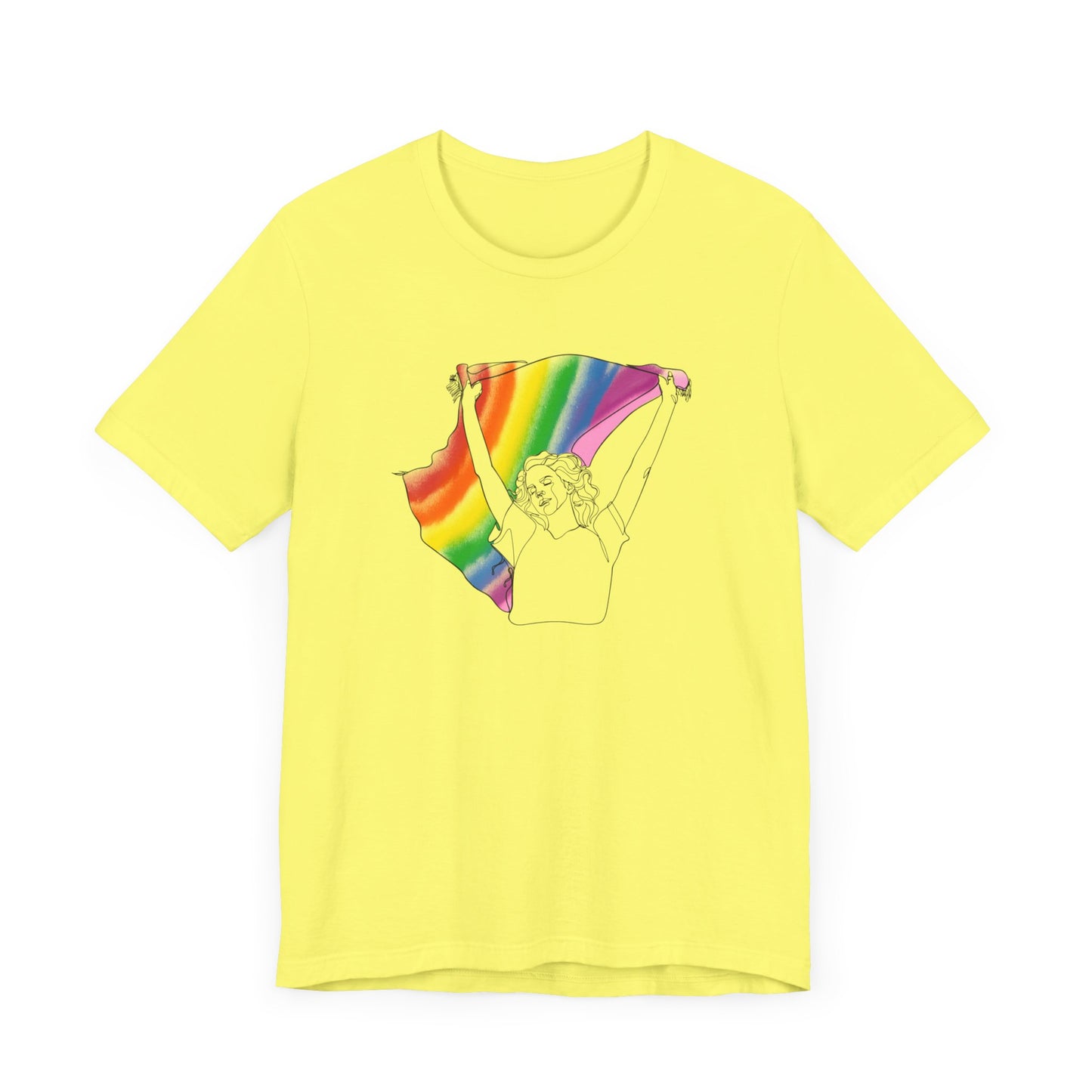 Pride Ride Flag Line Art Unisex Jersey Short Sleeve Tee