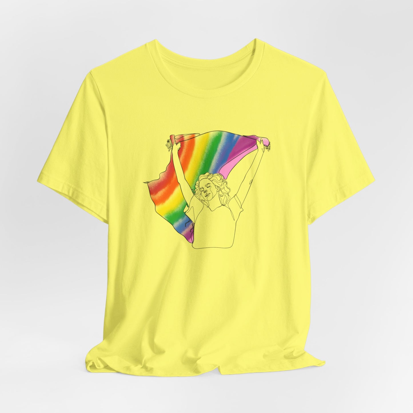 Pride Ride Flag Line Art Unisex Jersey Short Sleeve Tee