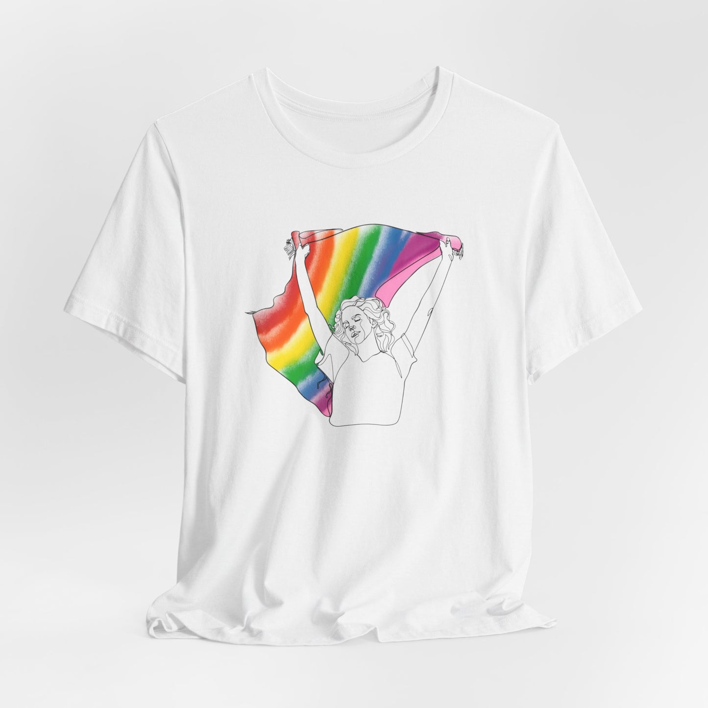 Pride Ride Flag Line Art Unisex Jersey Short Sleeve Tee