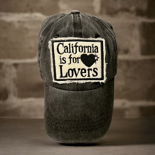 California is for Lovers Black Distressed Hat