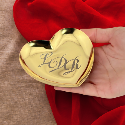 Golden Heart Shaped LDR Jewelry Dish