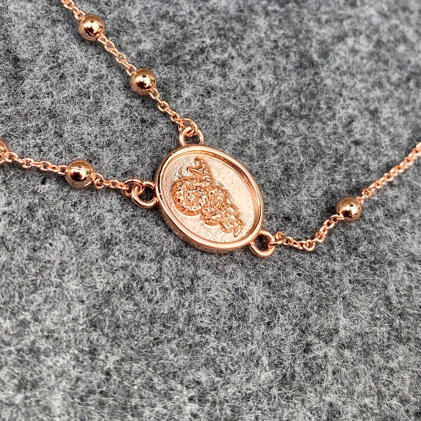 Copper/ Rose Gold Locket Rosary Replica LDR Necklace