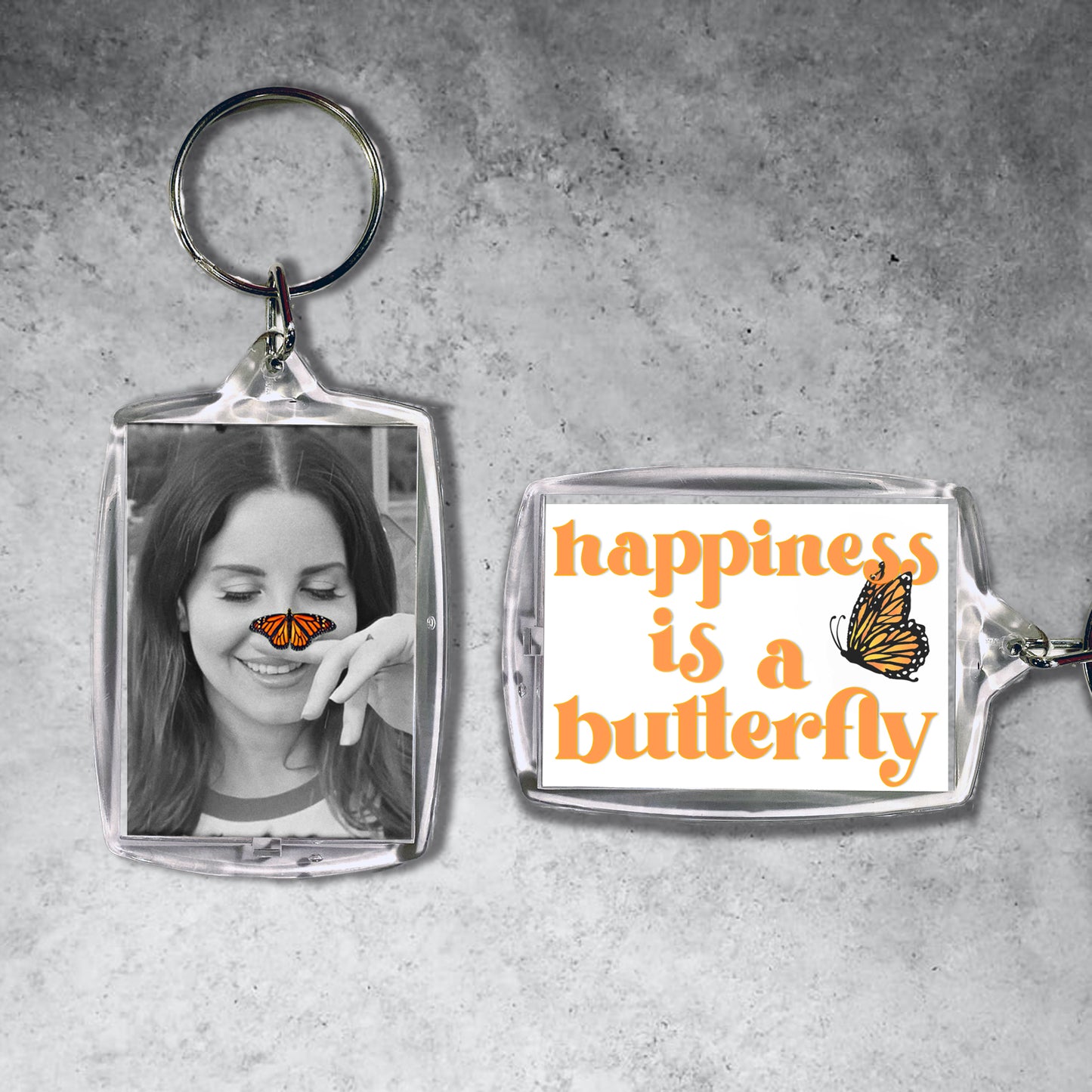 happiness is a butterfly keychain
