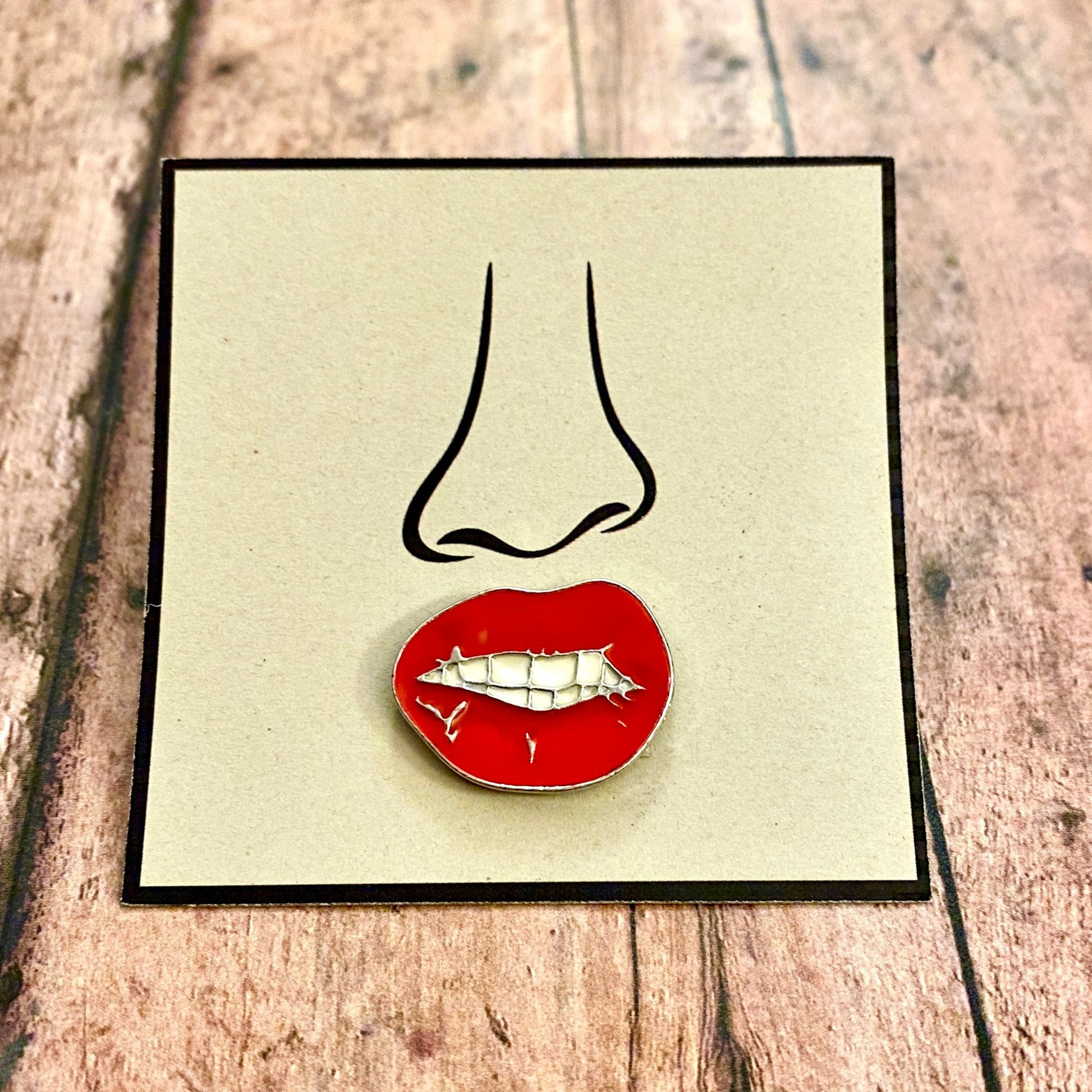 Snarling Lips Enamel Pin