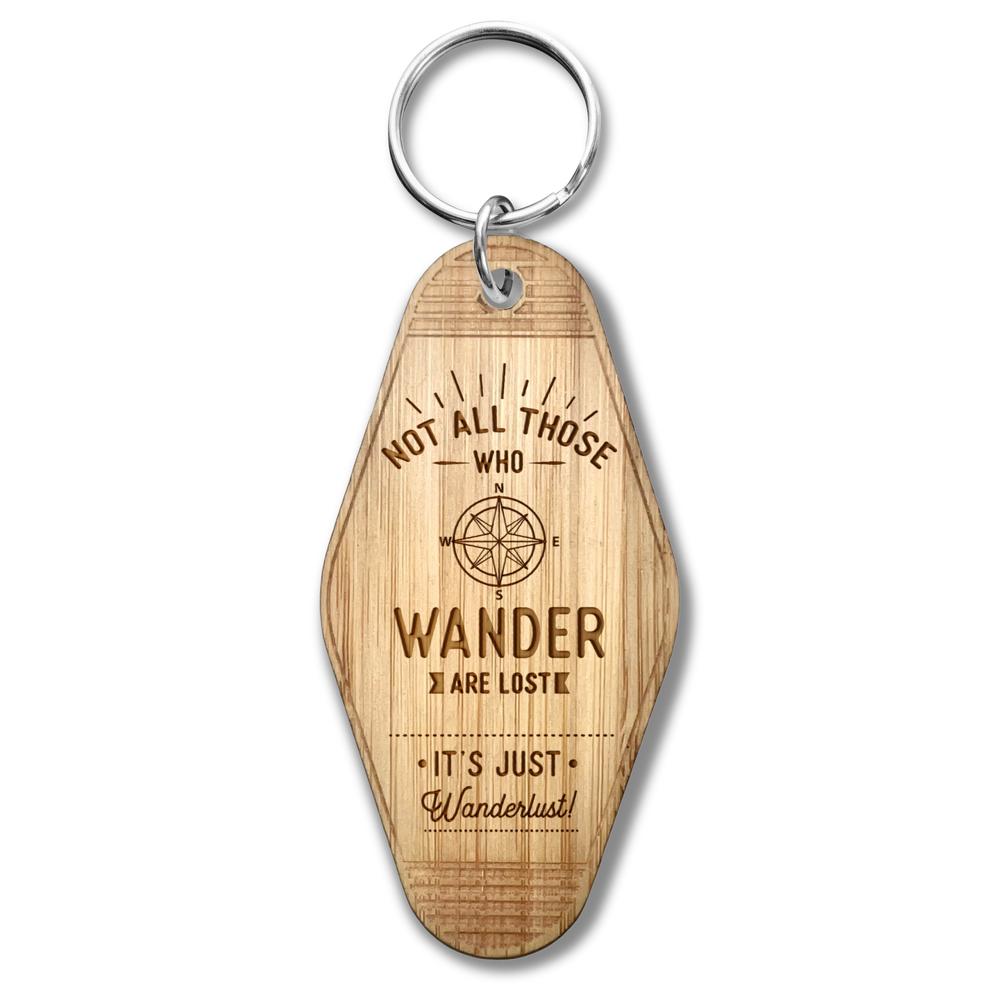 Wanderlust Wooden Engraved LDR Lyrical Motel Keychain