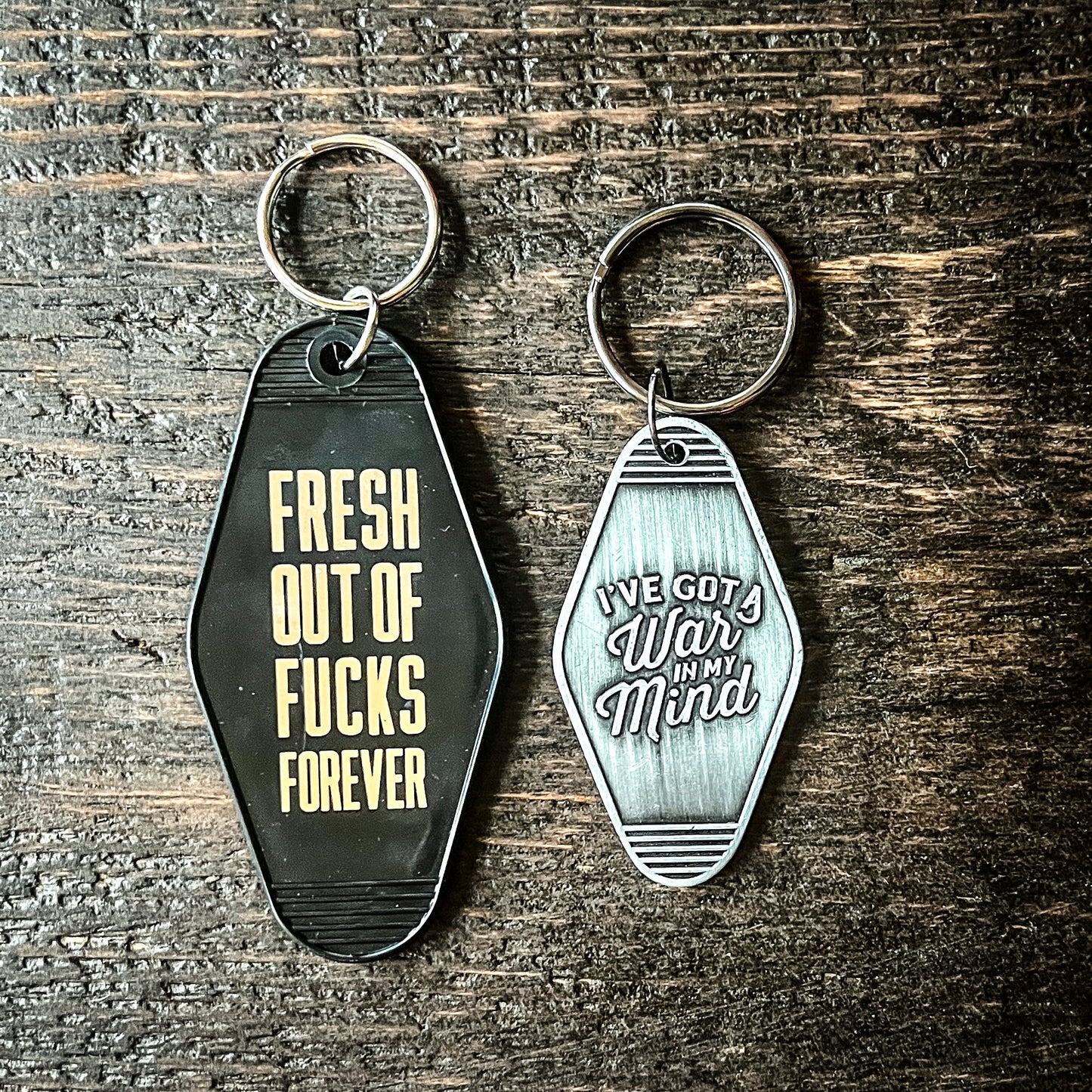 I’ve Got a War in my Mind Vintage Style LDR Inspired Metal Motel Keychain