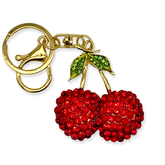 Rhinestone Cherry Keychain Charm